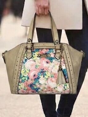 Tan & Floral Front Satchel